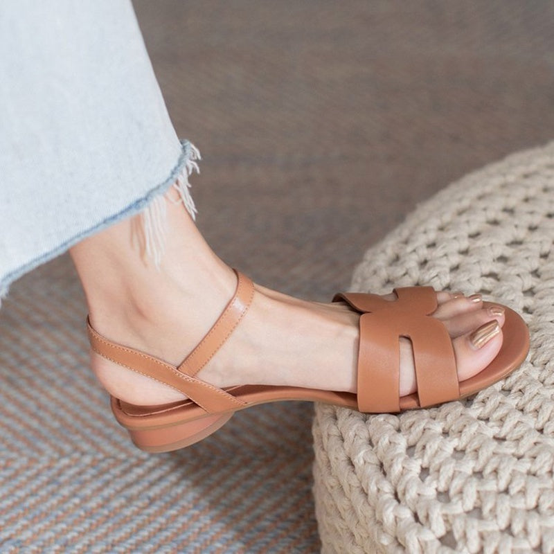 IELGY Fashion Round Toe Low Heel Roman Sandals Women's Strap