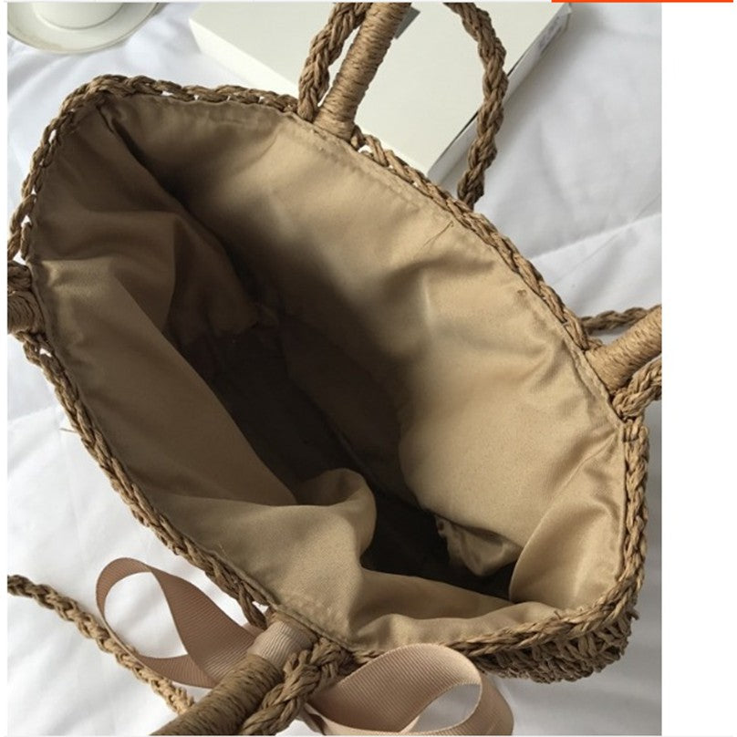 IELGY Straw bag beach bag vacation bag