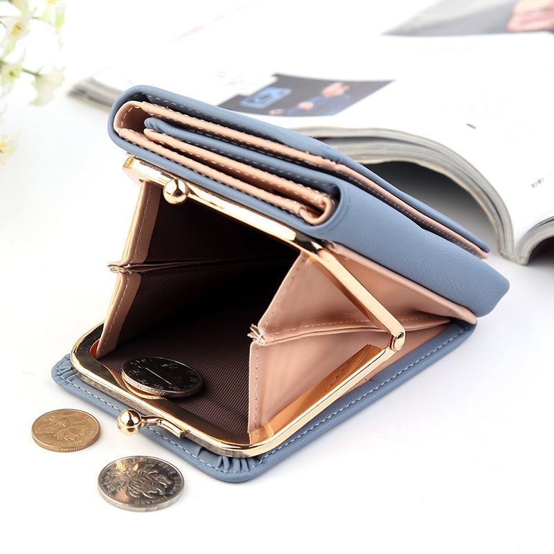 IELGY short wallet ladies small wallet Korean coin purse multi-card personalized leather bag women