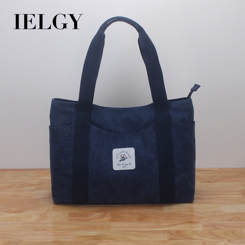 IELGY casual large-capacity canvas bag women's single-handle shoulder bag fashion multi-bag female bag mommy canvas bag