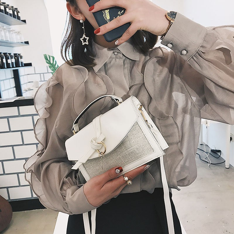 Messenger bag wide shoulder strap small square Harajuku shoulder bag