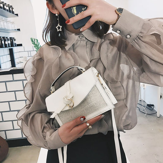 Messenger bag wide shoulder strap small square Harajuku shoulder bag