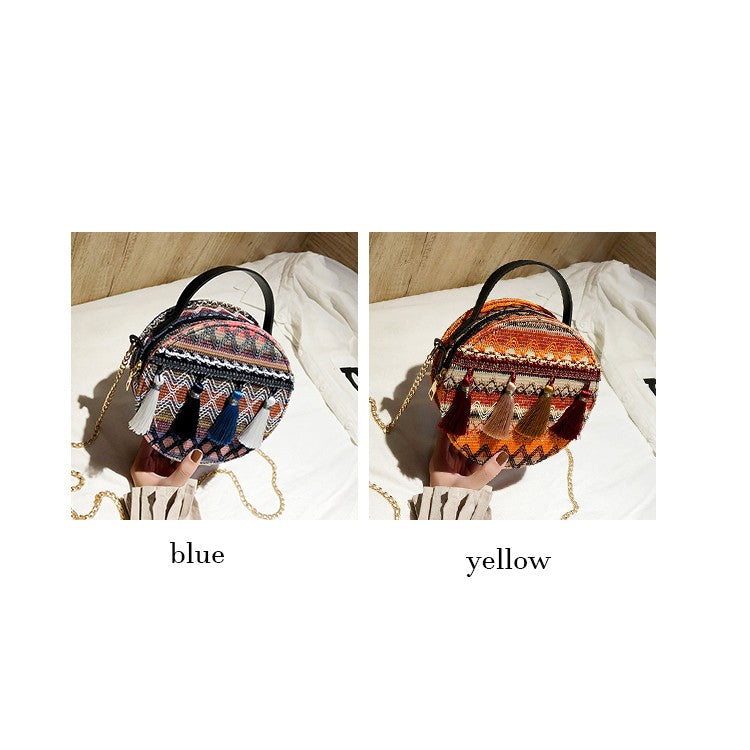 IELGY New round straw Staggered Handbags