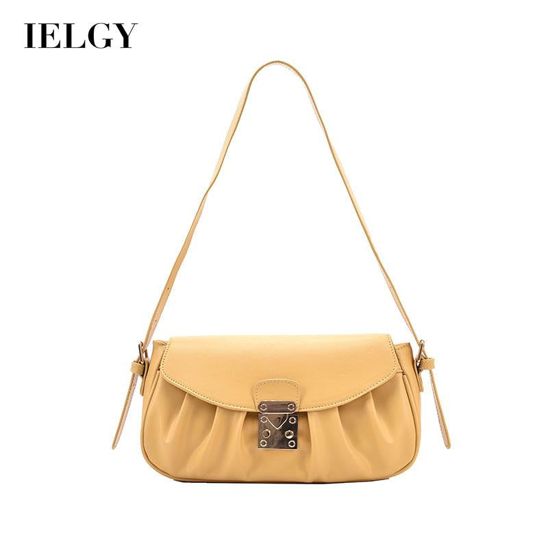 IELGY one shoulder handbag underarm bag green European and American retro Fashion lock buckle large capacity metal decoration adjustable shoulder strap