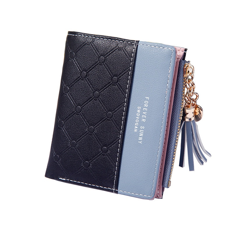 IELGY ladies coin purse contrast color wallet zipper button bag