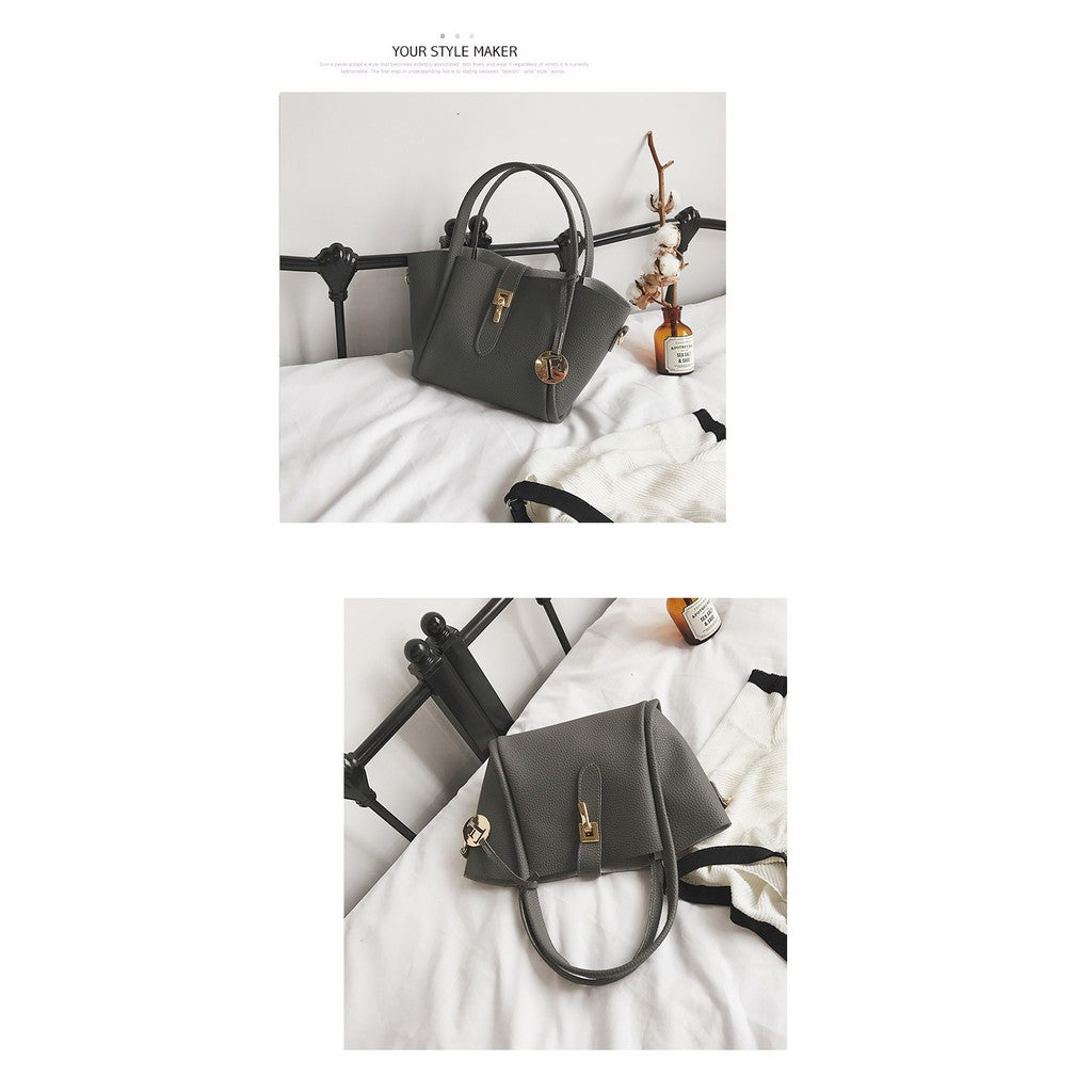 IELGY New Litchi pattern lock handbags
