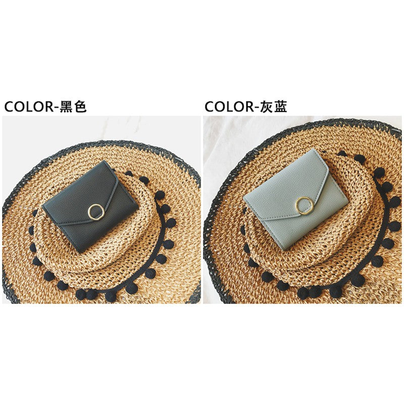 Small ring short section three fold thin money wallet women new simple