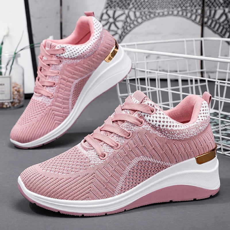 IELGY wedge heel lace casual platform lightweight running sneakers women