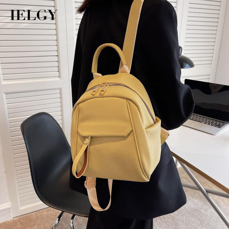 IELGY Soft Leather Ladies Backpack Fashion Art Travel Small Backpack