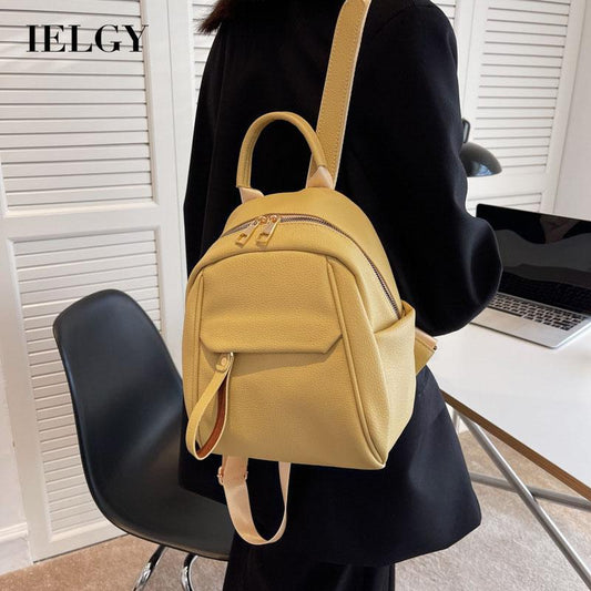 IELGY Soft Leather Ladies Backpack Fashion Art Travel Small Backpack