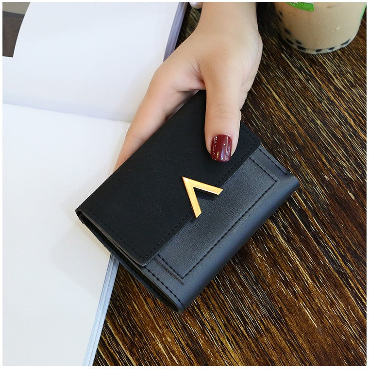 IELGY Small wallet female short paragraph folded personality ins purse