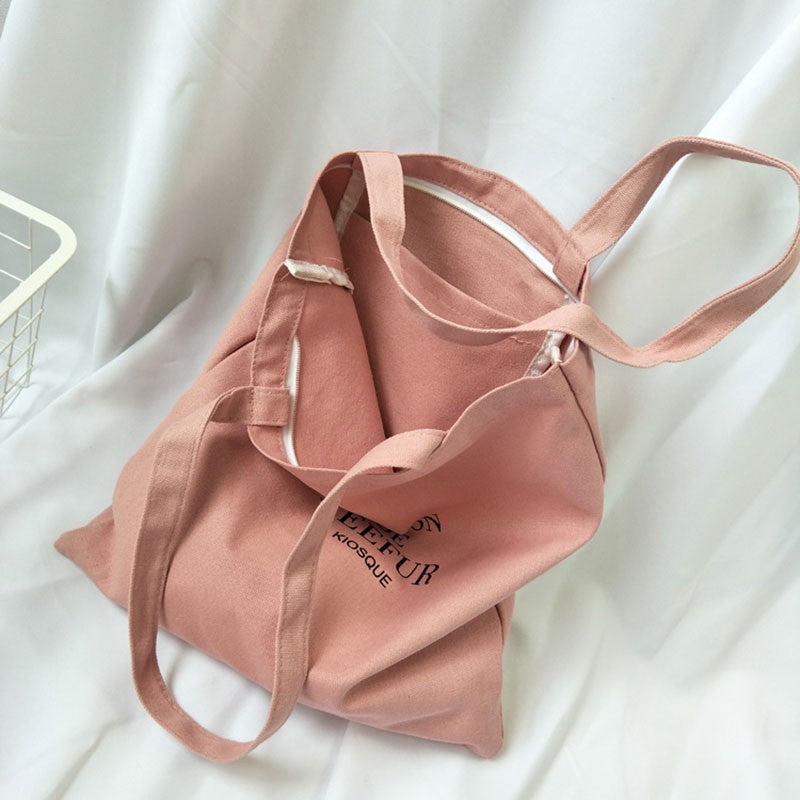 IELGY Canvas bag female shoulder shoulder simple printing wild bag