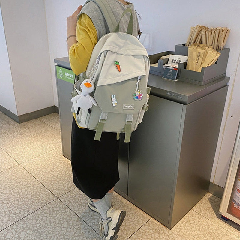 IELGY school bag female ins wild black fashion design backpack