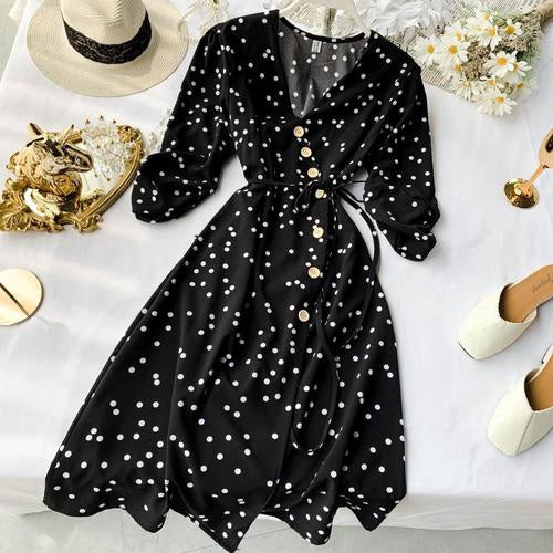 IELGY V-neck design pleated dress