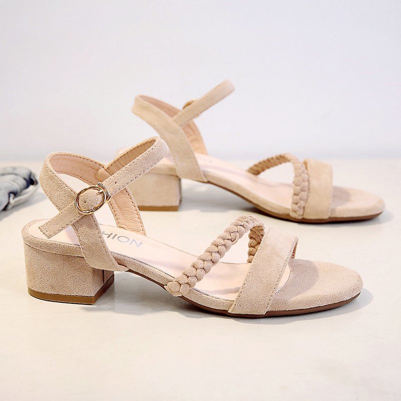 IELGY sandals female high-heeled Roman mid-heeled thick heel fairy style all-match