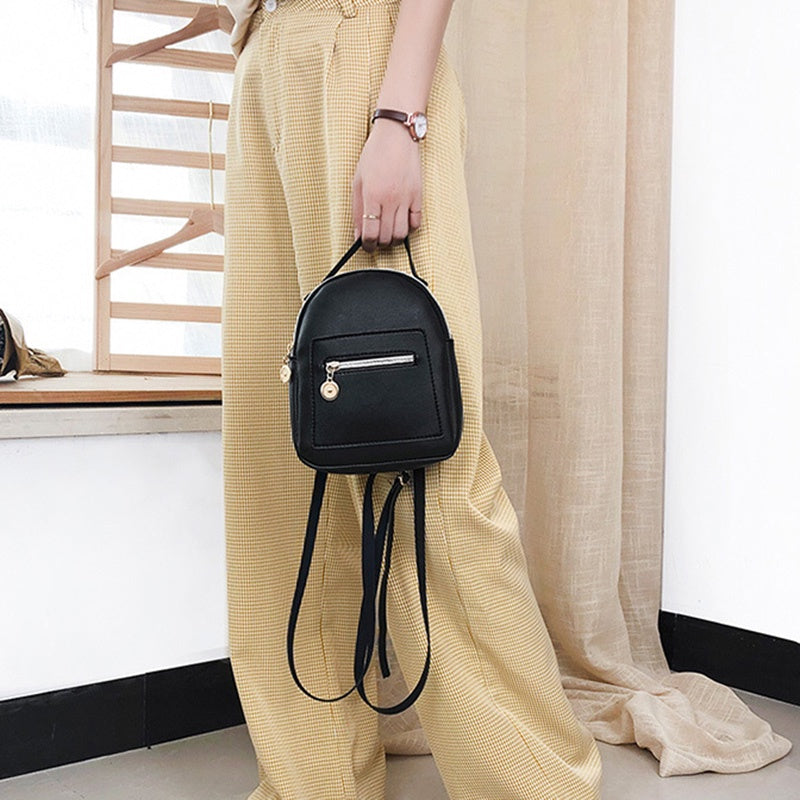 IELGY Korean style ladies small backpack multi-pocket black one-shoulder mobile phone bag