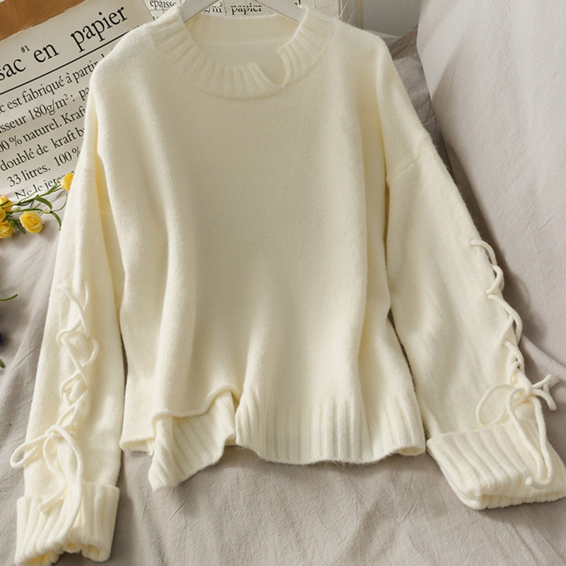 IELGY drawstring long-sleeved loose solid color pullover women