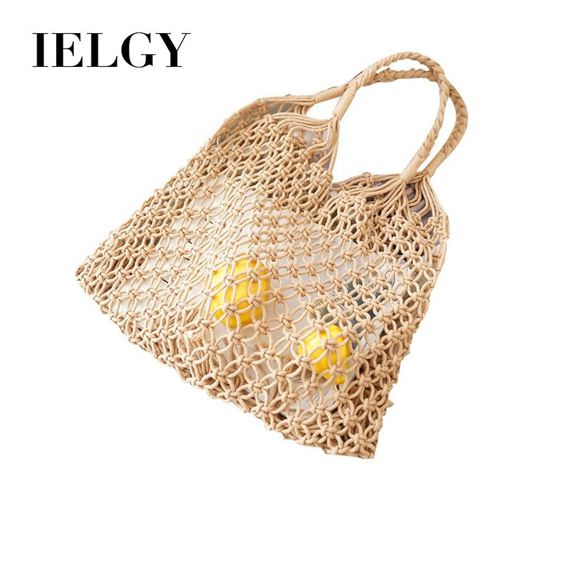 IELGY net woven bag vacation beach bag handbag Fashion