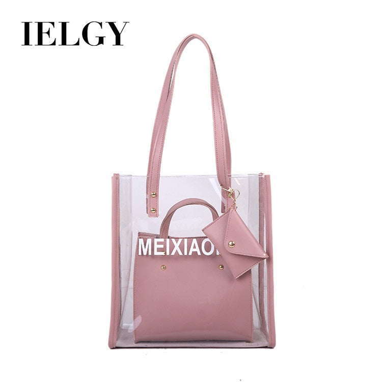 IELGY Jelly large transparent bag capacity, photo capacity and women's tote bag