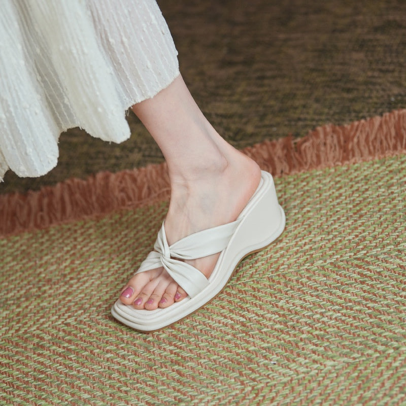 IELGY with skirt and slope heel slippers for women's outer wear fashion platform