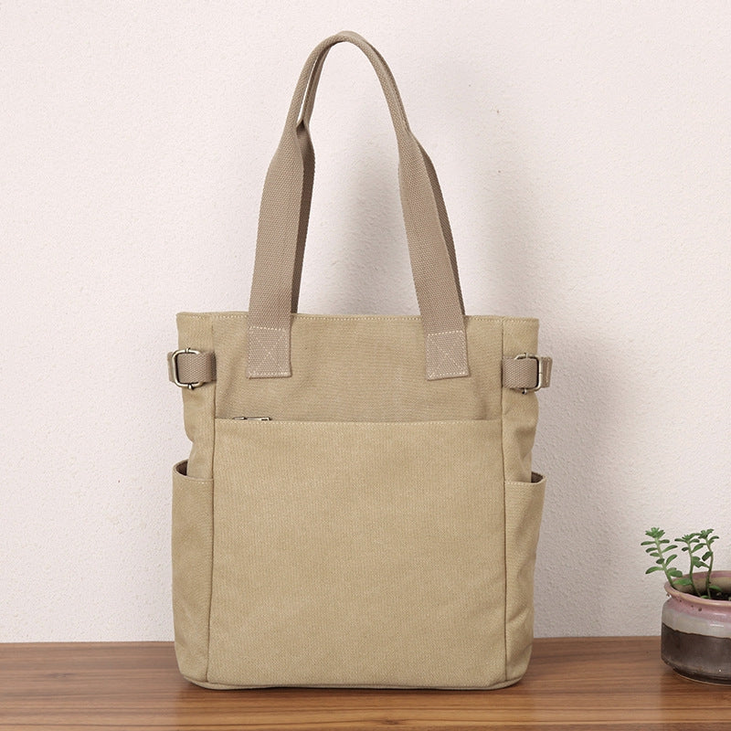 IELGY canvas bag women's shoulder all-match canvas bag Japanese retro large capacity