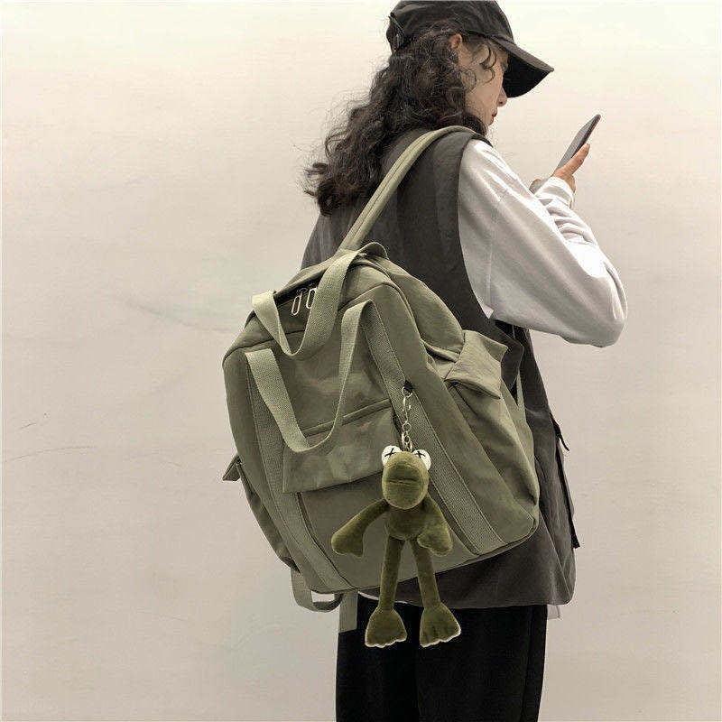 IELGY school bag female portable college style tooling simple backpack wild large capacity