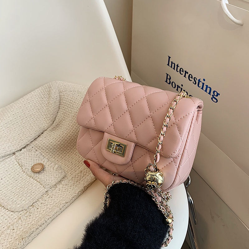 IELGY women's small golden ball fashion rhombus chain messenger bag