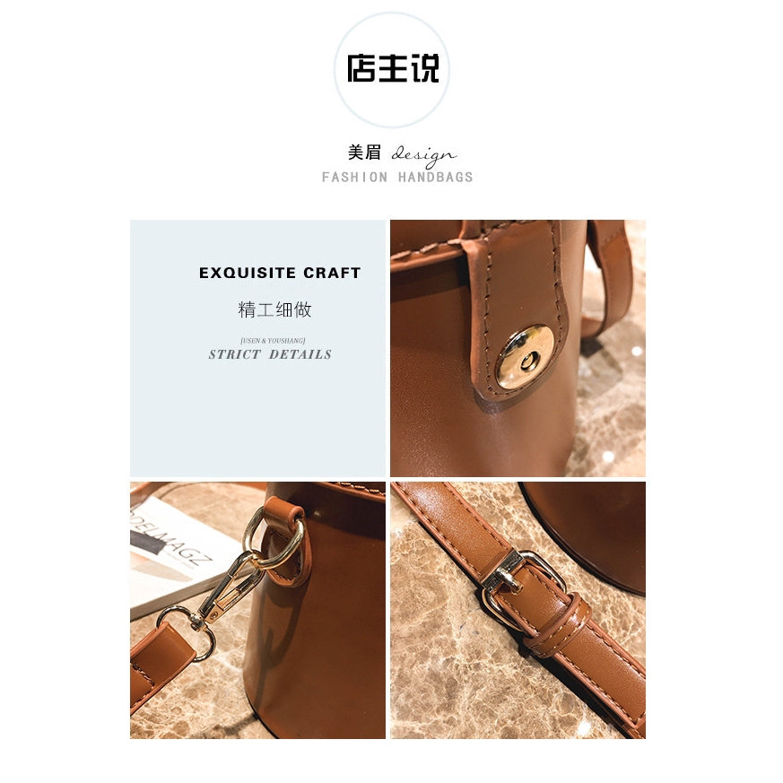 IELGY Bucket bag handbag lock cylinder bag lady shoulder bag