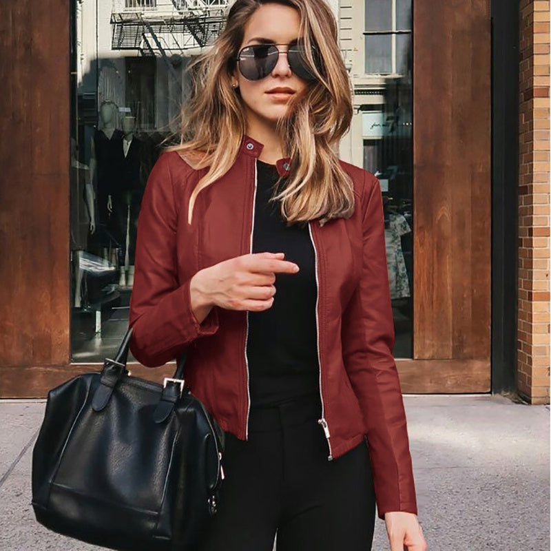 IELGY autumn and winter women's fashion leather PU suit jacket