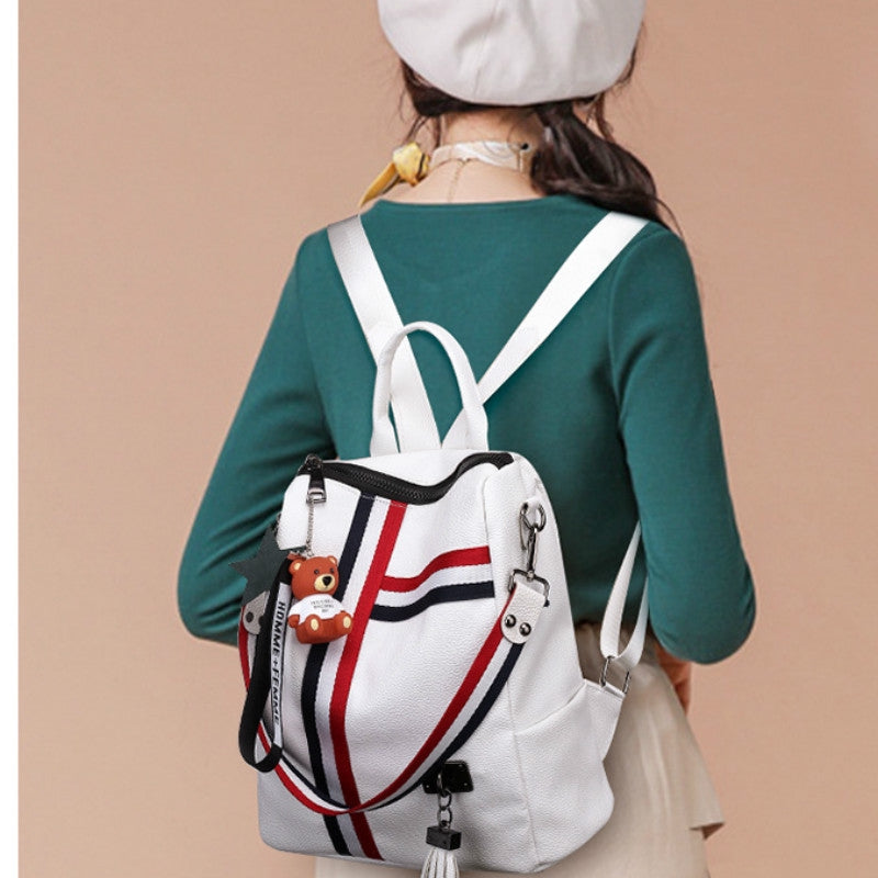IELGY Backpack female large capacity ladies Europe and America ribbon multi-function backpack