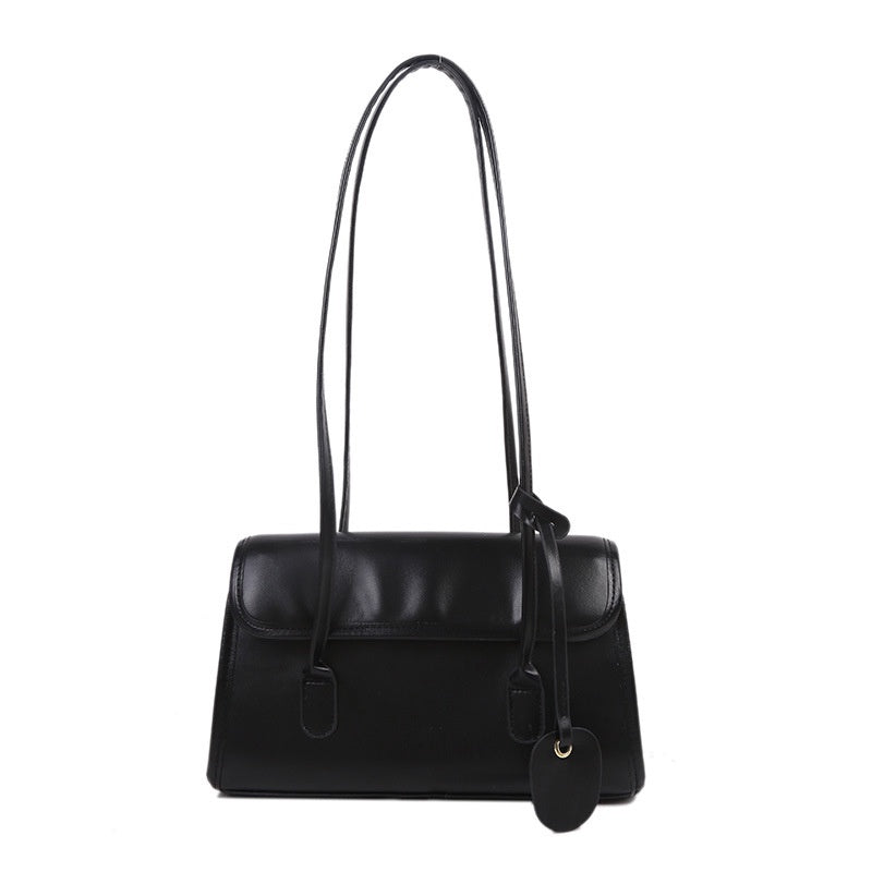 IELGY shoulder bag fashion simple black handbag retro big bag