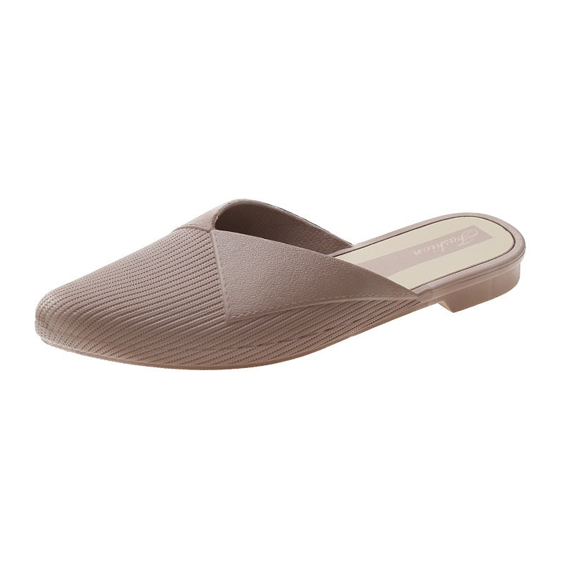 IELGY casual Korean style solid color fashion outer wear Baotou slippers
