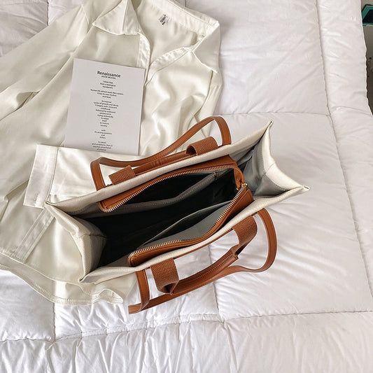 IELGY Large Capacity Fashion Tote Retro Simple Commuter Shoulder Bag