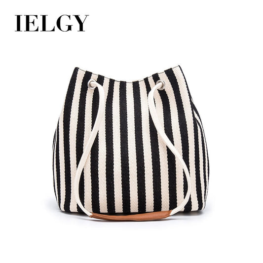 IELGY European and American striped canvas simple canvas bag Small fresh striped shoulder bag Messenger handbag