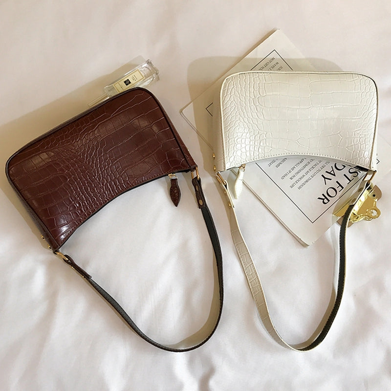 High level French small group design bag Vintage underarm bag method stick bag crocodile pattern Handbag celebrity handbag