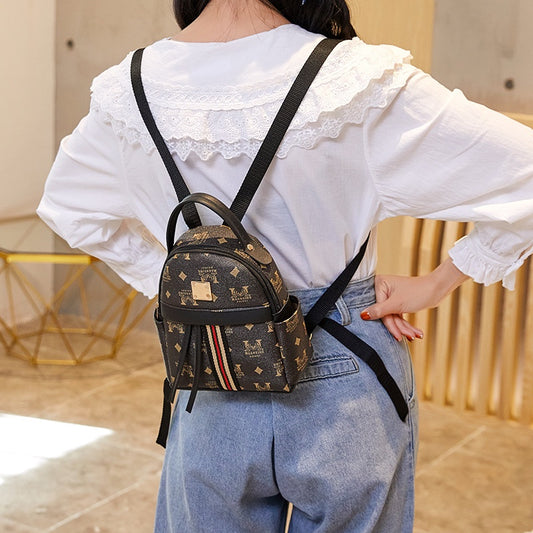 IELGY Korean printing contrast color drawstring backpack large capacity simple handbag