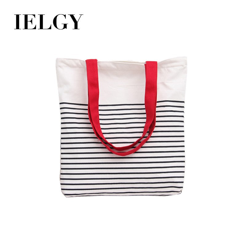 IELGY Handmade canvas bag hand strap shoulder striped canvas bag