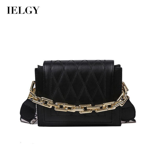 IELGY Women's bag chain one-shoulder crossbody fashion all-match casual square black portable