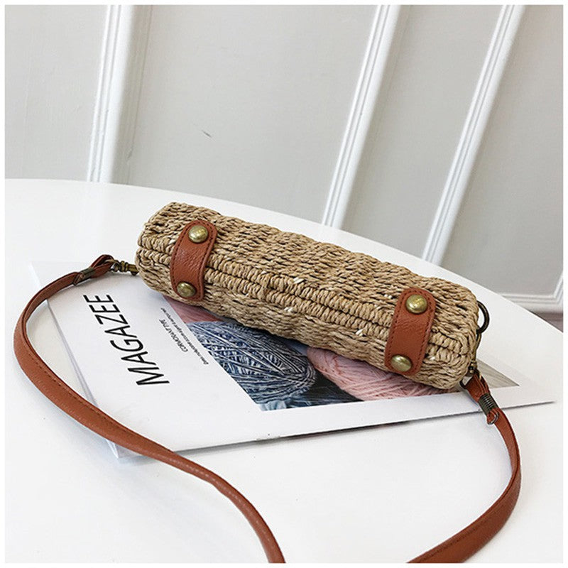 IELGY Straw bag shell bag shoulder Messenger bag beach bag