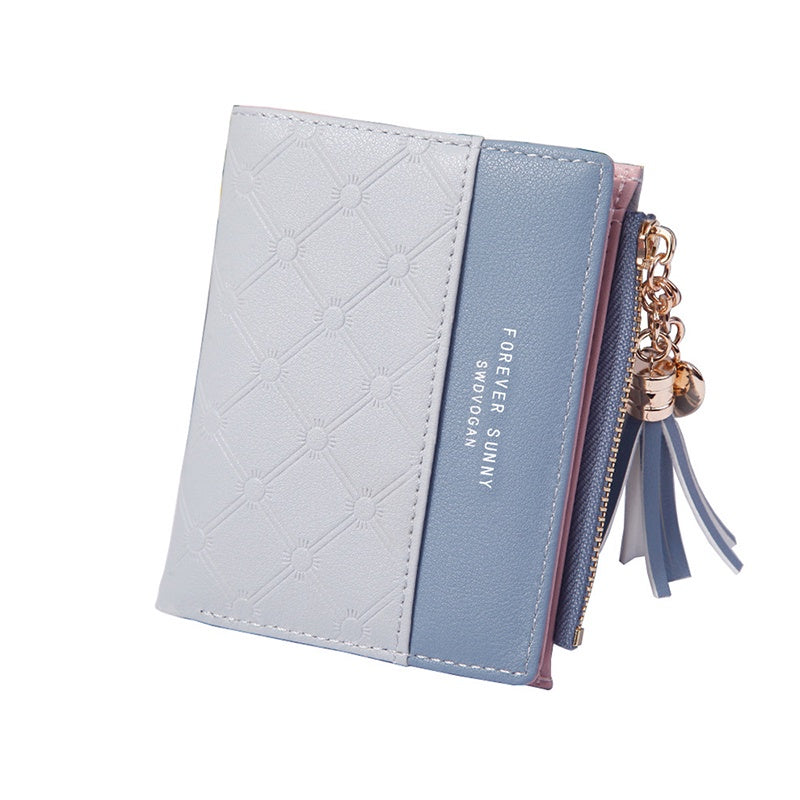 IELGY ladies coin purse contrast color wallet zipper button bag