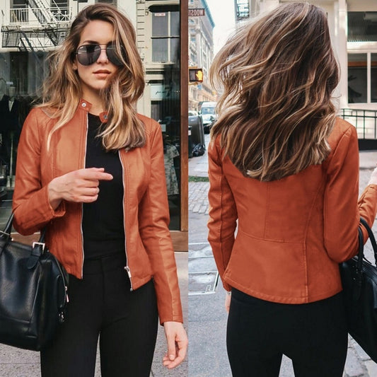 IELGY autumn and winter women's fashion leather PU suit jacket