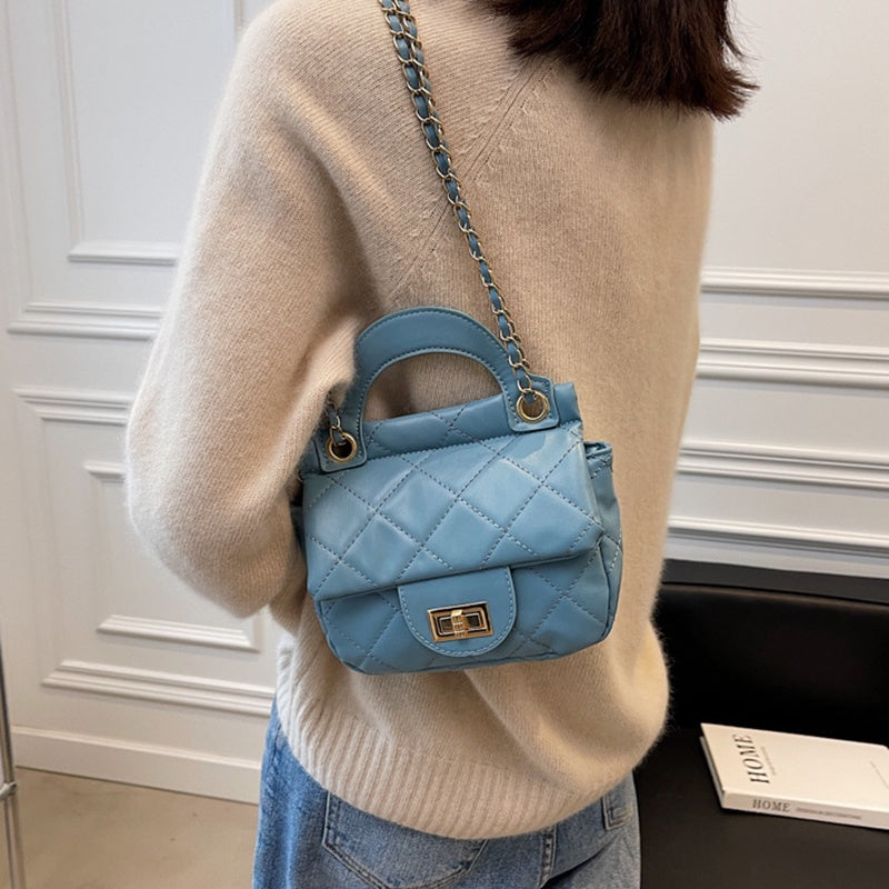 IELGY fashion ladies texture chain shoulder bag Korean version of rhombus