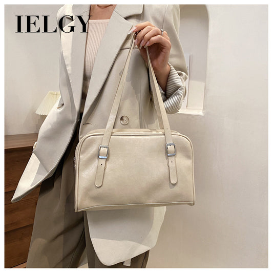 IELGY bag Retro soft leather underarm bag handbag fashionable large-capacity one-shoulder bag