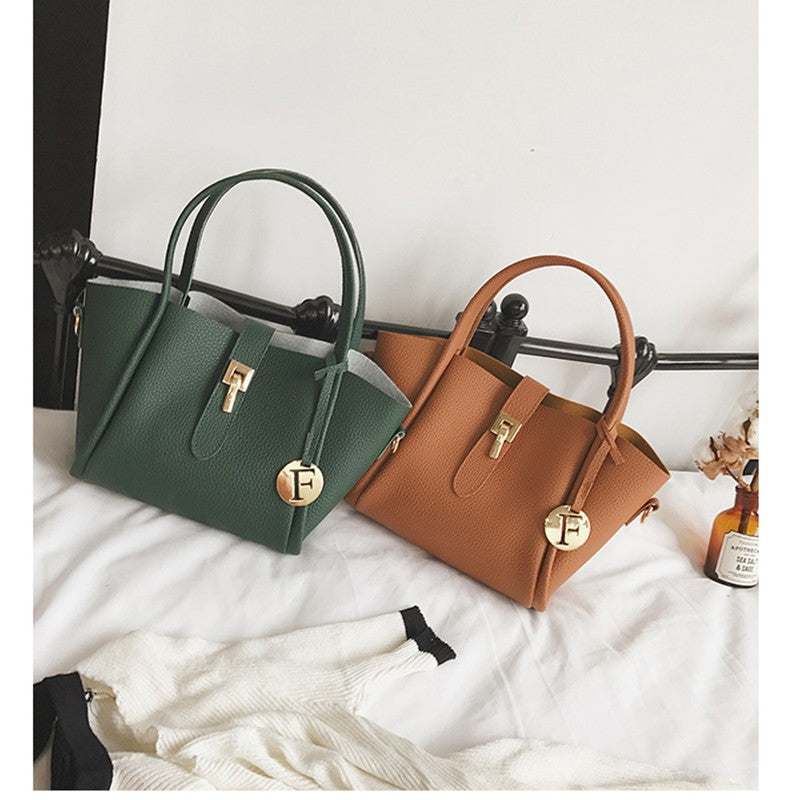 IELGY New Litchi pattern lock handbags