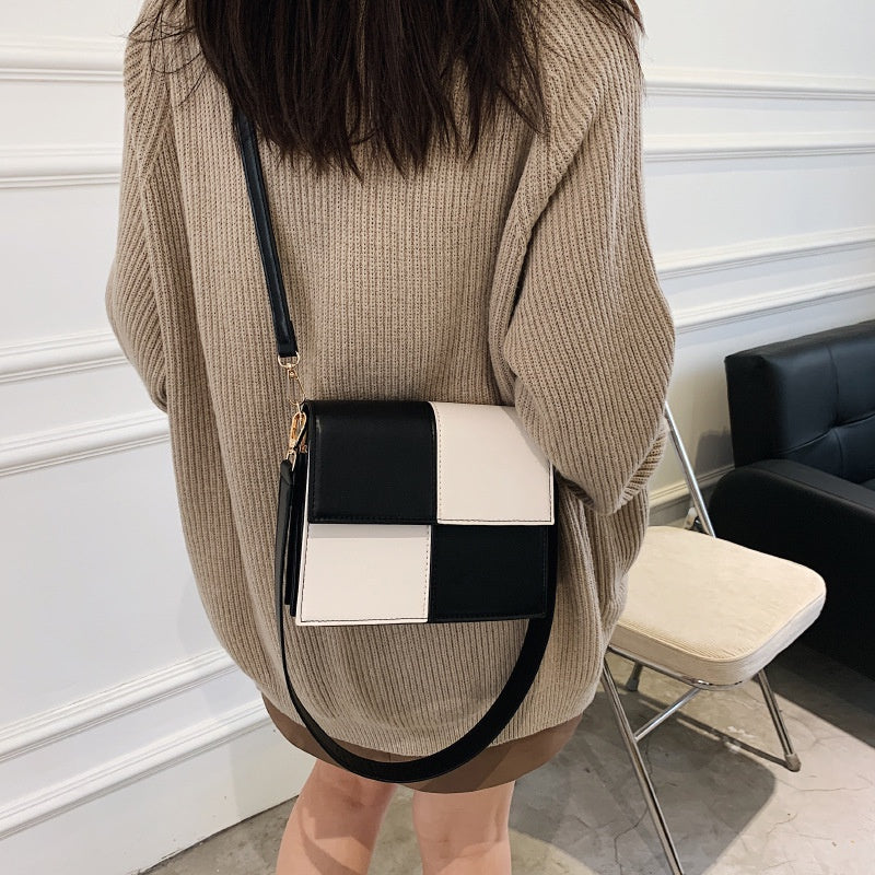 IELGY fashion Korean color matching casual retro double shoulder strap diagonal female bag
