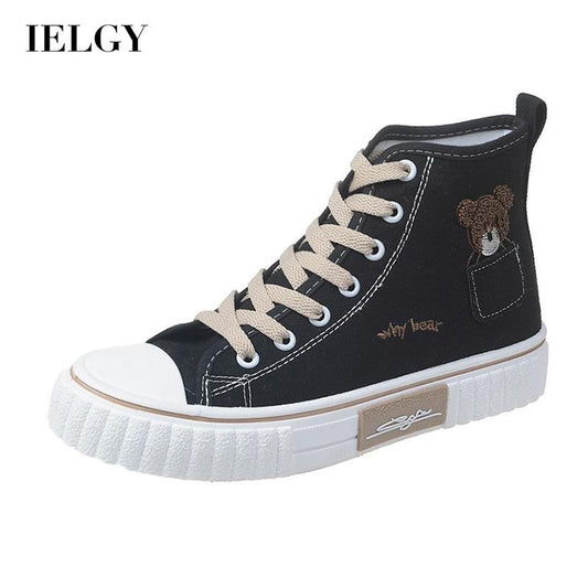 IELGY fashion high-top canvas shoes female Korean style college style cute ins street shooting