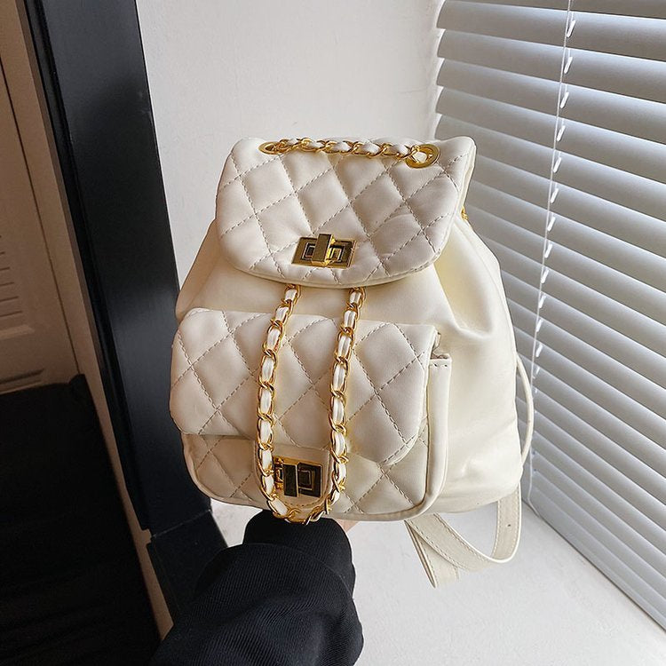 IELGY Large Capacity Backpack Trend Ins Texture Ladies Backpack