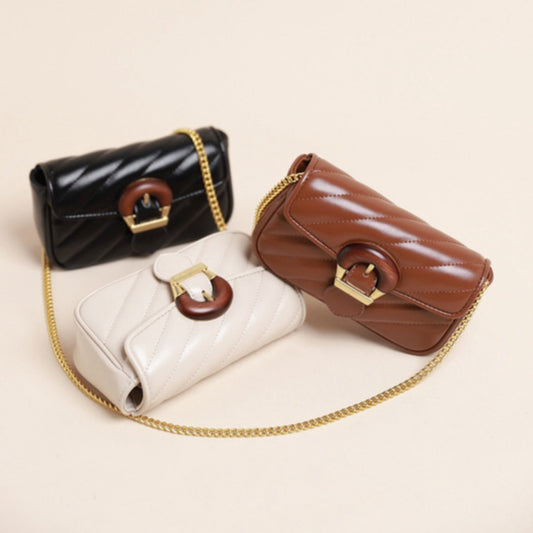 IELGY Rhombus One shoulder Chain Red All-match Women's bag Black Fashion Crossbody