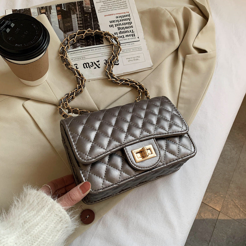 IELGY White Commuter One Shoulder Chain All-match Solid Color Women's Messenger Bag Fashion Soft Surface