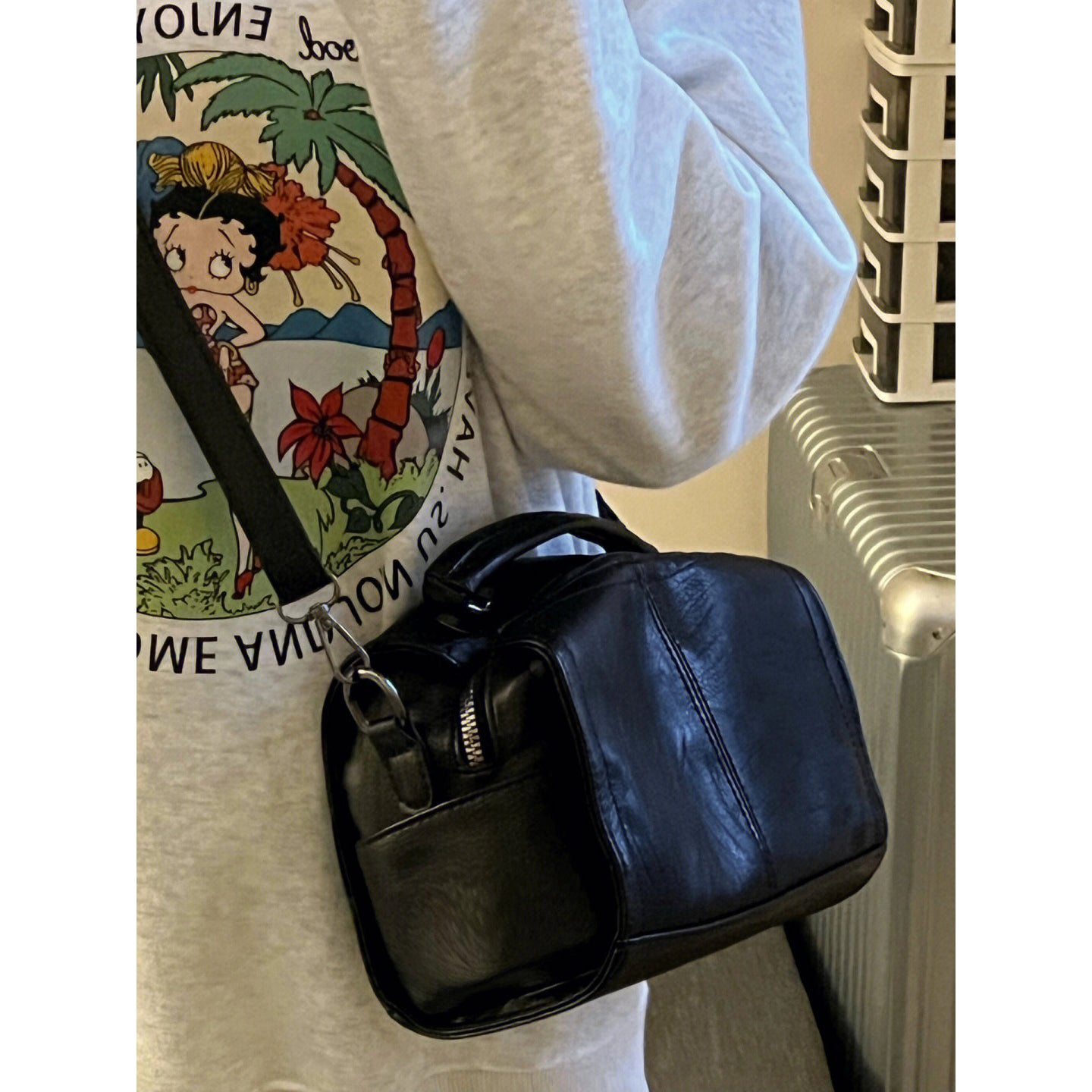 IELGY Large Capacity Motorcycle Bag All-Match Boston Handbag Textile Shoulder Crossbody Bag